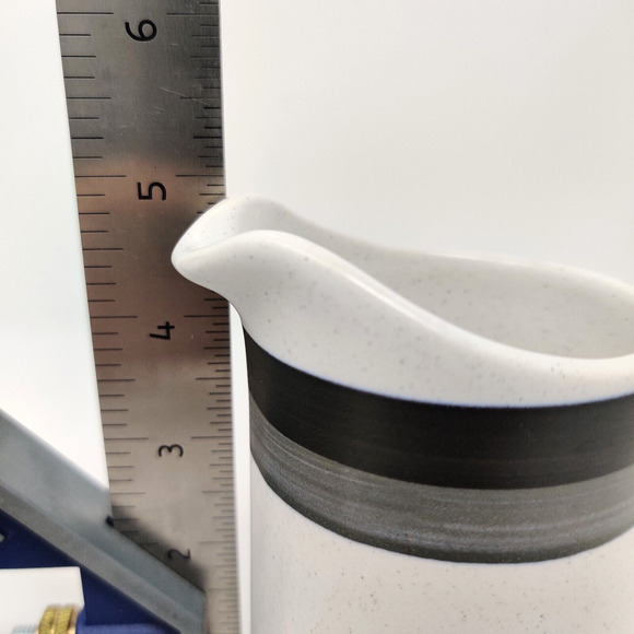 Arrow Stone Black Foot Sugar Bowl and Creamer MCM Stoneware Kasuga Japan 693 - Picture 15 of 16